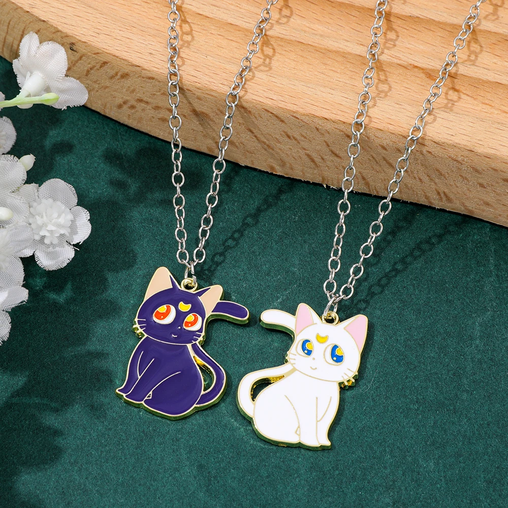 Anime Cartoon Cat Pendant Necklace Sweet Fashion Jewelry Accessory Unique Gift for Friends Fashionable Neck Chain