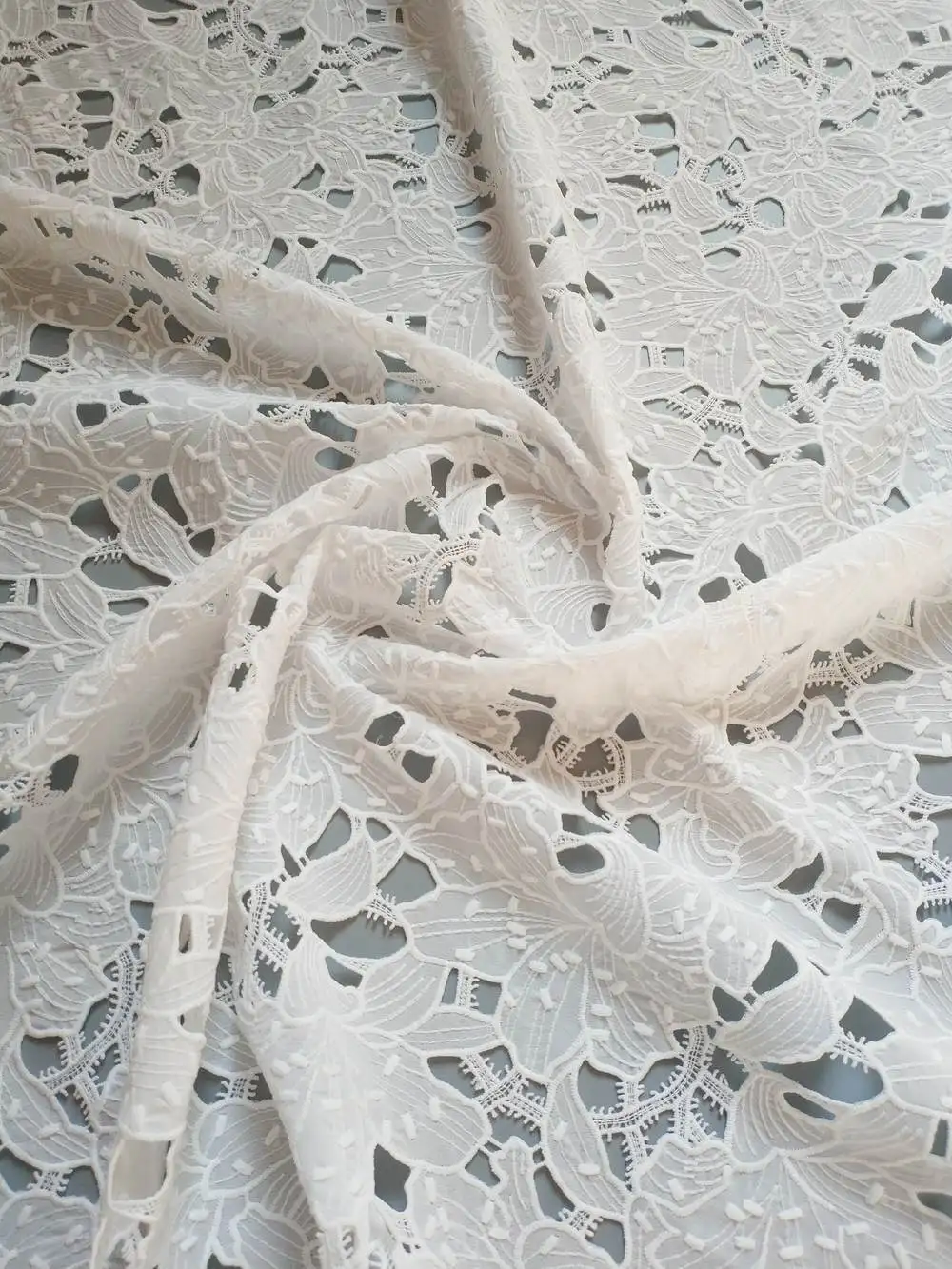 High-end laser-cut embroidered lace fabric, used for dresses, women's clothing, DIY sewing materials, width 130 cm