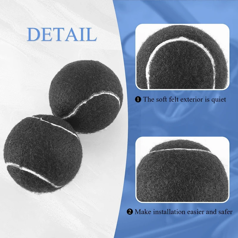 12 PCS Precut Walker Tennis Ball For Furniture Legs And Floor Protection,Heavy Duty Long Lasting Felt Pad Covering,Black