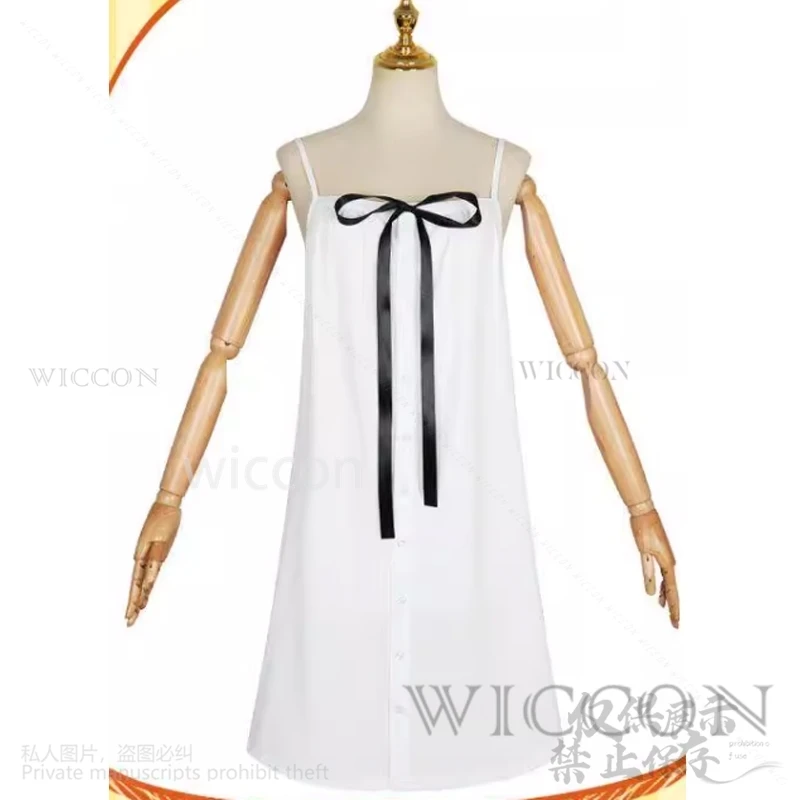 Anime Game The Song Of Saya Japanese Saya Cosplay Costume White Dress Lolita Cos Dark Green Long Wigs Halloween Party Tentacles