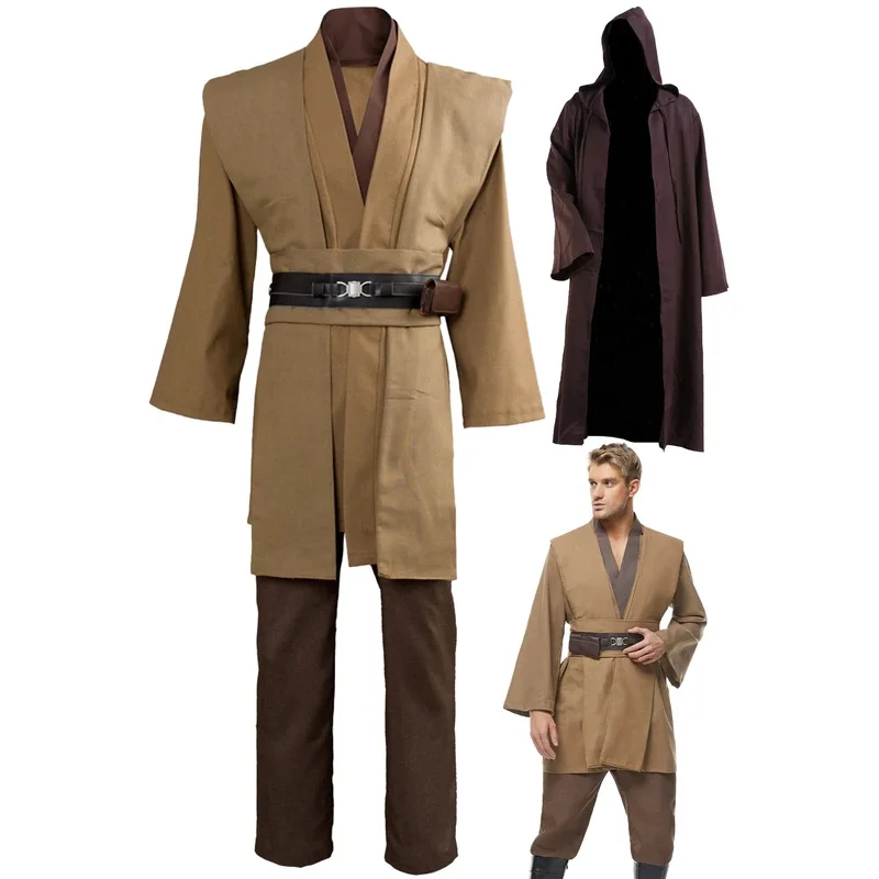 Obi Wan Anakin Fantasy Movie Space Battle Knight Disguise Costume Robe Cloak 3 Colors Adult Men Cosplay Fantasia Outfits eo]5