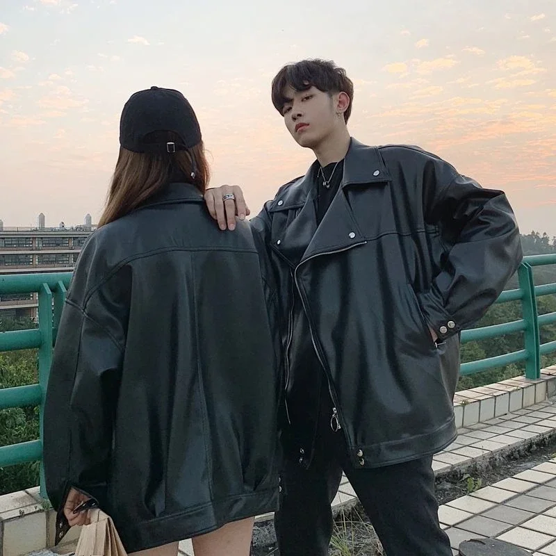 Veste imperméable en cuir PU pour Couples, hommes et femmes, manteau de moto rebelle, doublure épaisse, Streetwear tendance, automne et printemps ​