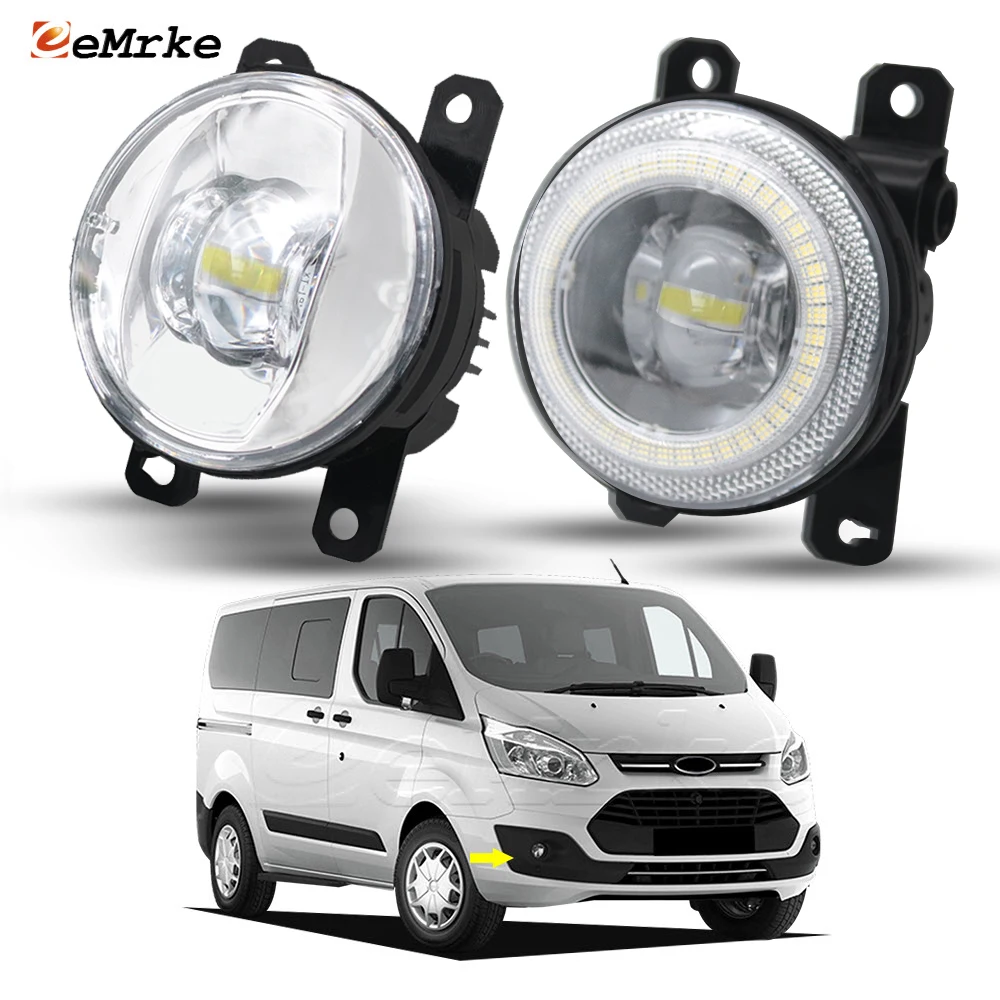 Upgrade 30W Led Fog Lights for Ford Tourneo / Transit Custom V362 2012-2017 or Front Bumper Car DRL Halo Angel Eyes Day Light