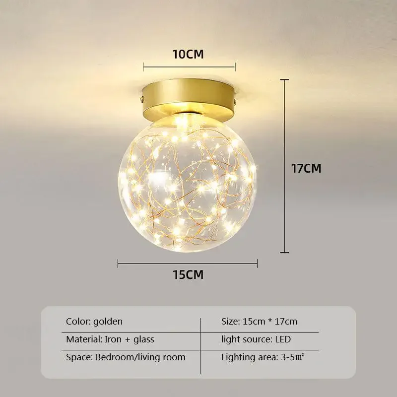 Modern LED glass ceiling light Flower Scandinavian LED copper colour ceiling plate Suitable for bedroom Living room Kitchen Bar