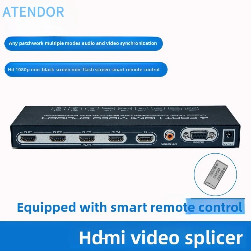 HDMI-compatible Video Splicer Video Wall Controller Splicer IR RS232 2X2 TV 4K 1x2 1x3 1x4 Processor Coaxial Out Audio Extractor