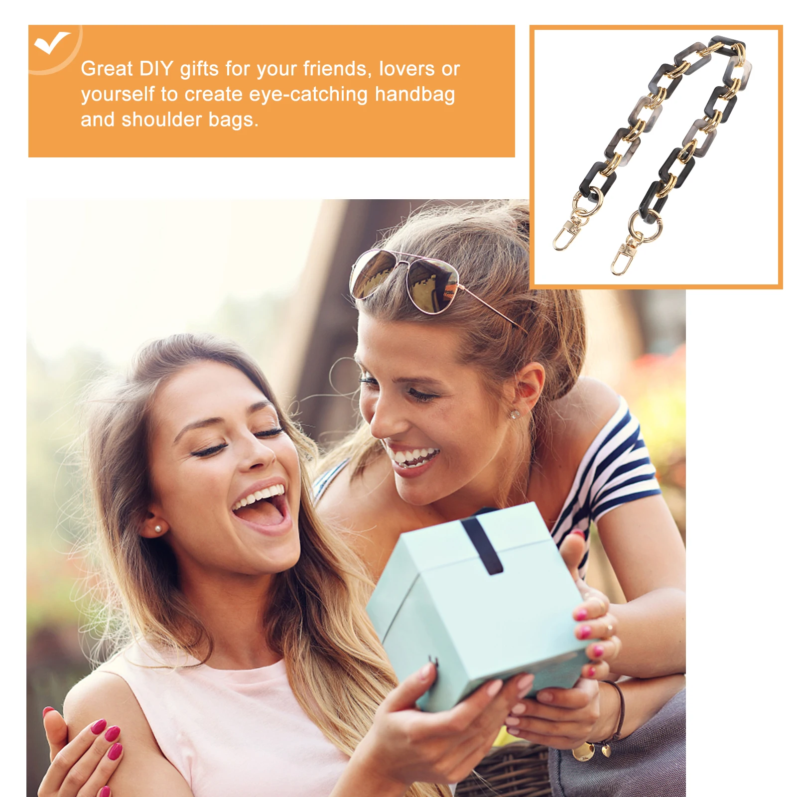 

Resin Chain Bag Strap Handbag Accessories Fashionable Design Sturdy Alloy Purse Chain Retro Style Safe Durable Bag Handle