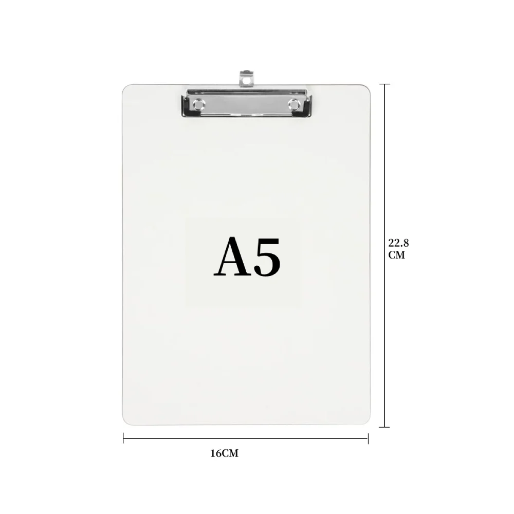 6pcs 승화 하드 보드 MDF 클립 보드 흰색 빈 A4/A5 열전달 인쇄 로고 이미지를위한 쓰기 부목 필드 홀더