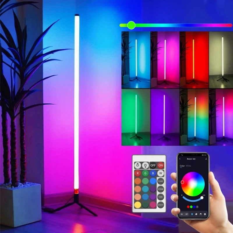 

Smart RGB LED Corner Floor Lamp Modern USB Power Foot Light APP Remote Control Living Room Bedside Decor Dimmable Stand Lighting