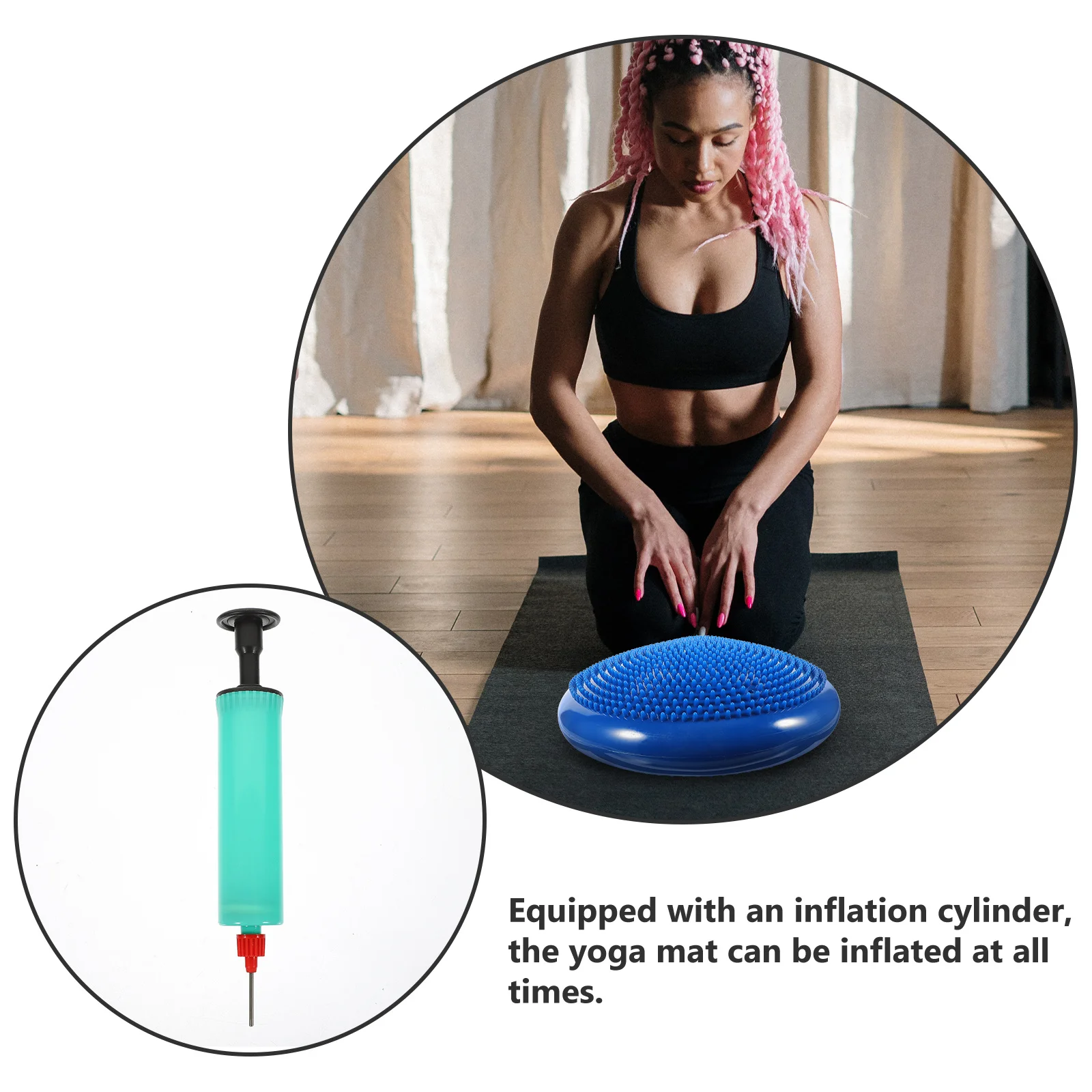 

Inflated Balance Disc Blue Stability Wobble Strengthening Seat for Improving Posture Relieving Back Pain Calming