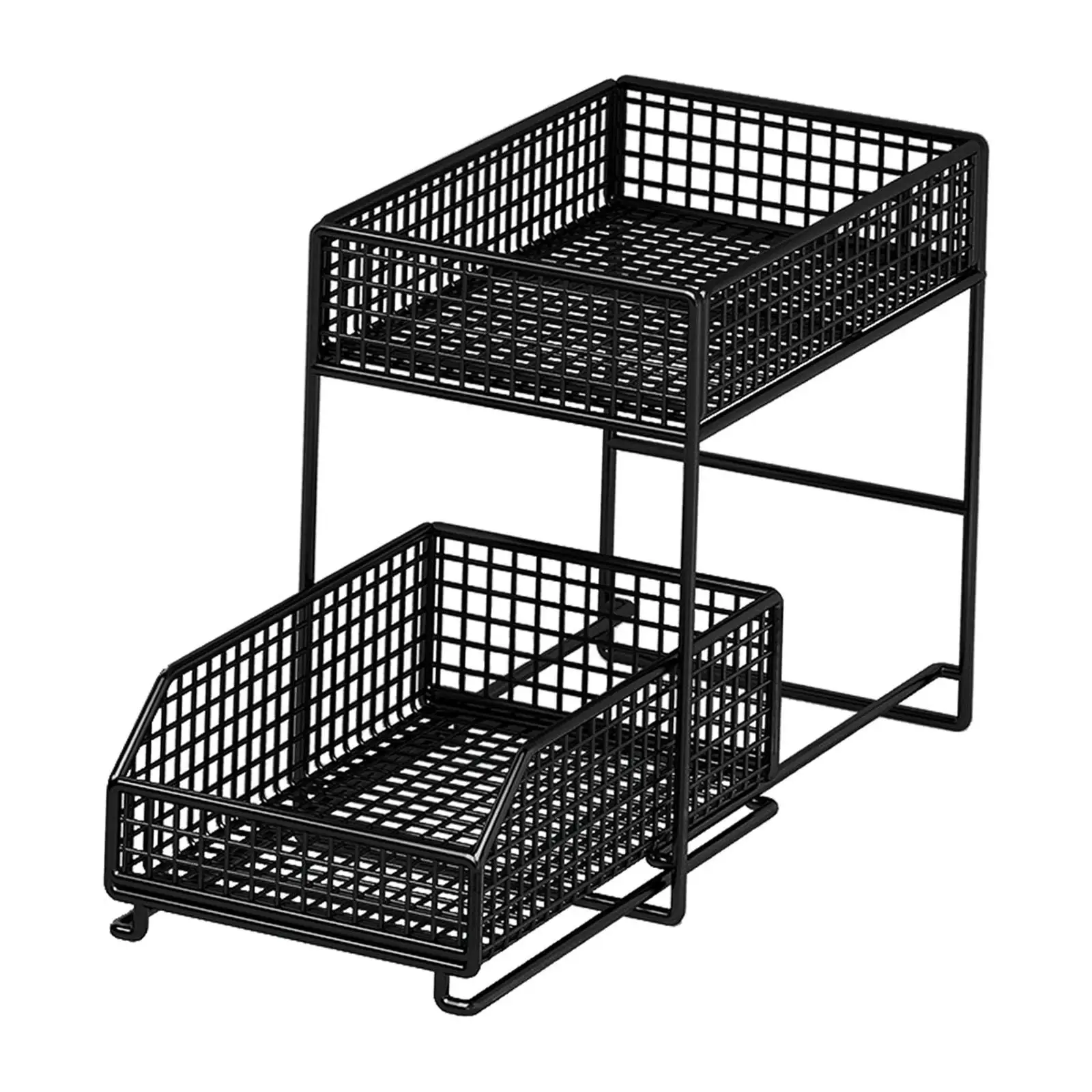 2 Tier Under Sink Organizer Metal Kitchen Cabinet Organizer Sliding Cabinet Basket for Kitchen Cabinet Bathroom Home Countertop