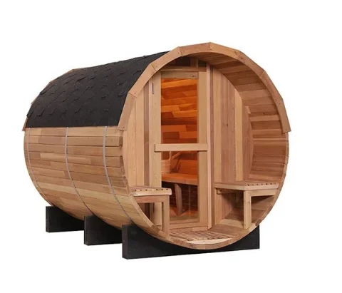 Smartmak Cedar Barrel Sauna Wood Dry Steam Traditional Sauna Room Outdoor Wooden Burning Barrel Sauna Room