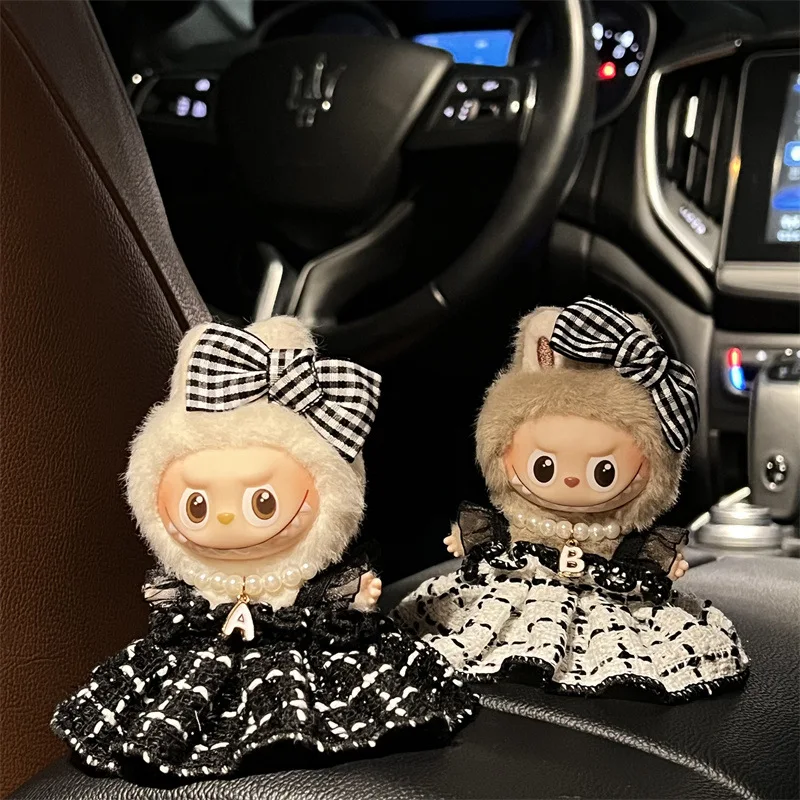 

Для куклы 10 см, одежда Labubu, роскошный комплект, платье, заколка для волос с бантом, ожерелье с буквами 4,0, одежда Labubu, наряд, аксессуары для кукол, игрушки