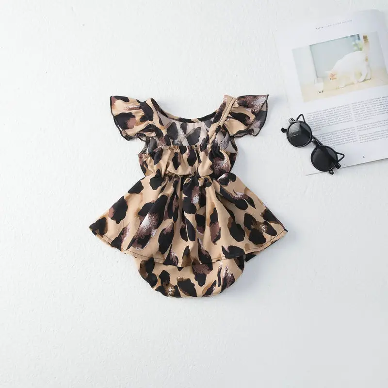 2023 Sleeveless Family Look Matching Outfits Jumpsuit Leopard Mother Daughter Clothing Sets Mommy And Me Dresses Clothes 0-9Y