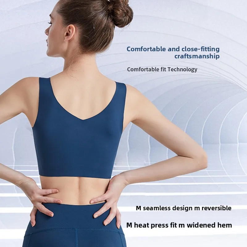 2026 New Reversible Sports Bra Women U‑Shape Push Up Seamless Yoga Bra Removable Pads Fitness Running