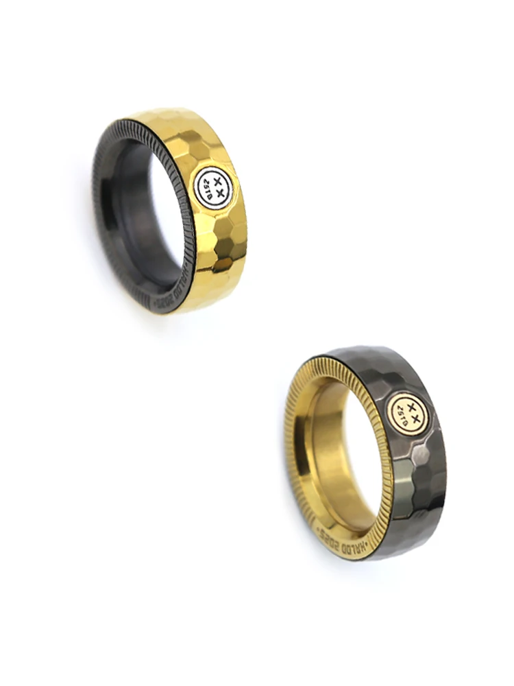 Tactile Ratchet Fidget Ring - Stainless Steel EDC Spinner Gear | Rotating Stress Relief Toy for Adults Fidget Toy