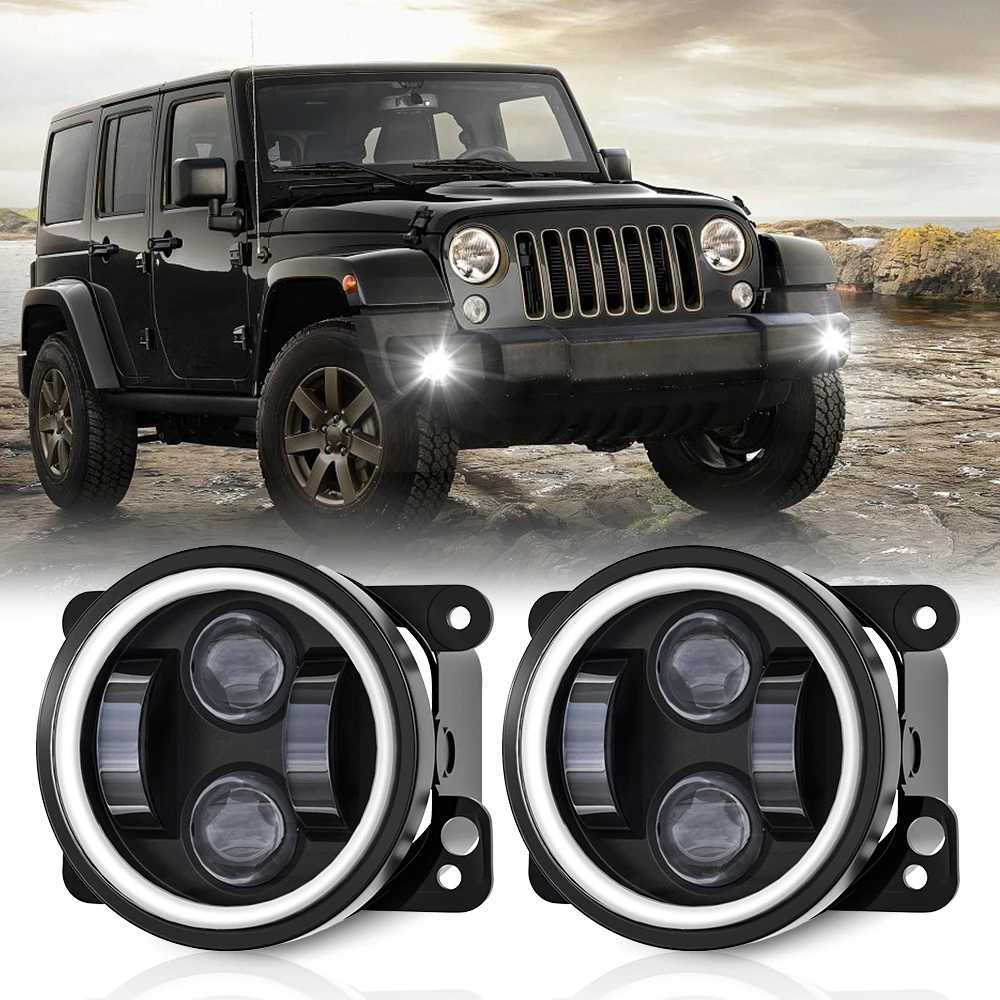 

4inch Car Fog Lamp High and Low Beam Warning Lamp Waterproof LED Round Fog Lamps 50000h Life Time for Jeep Wrangler Unlimited JK