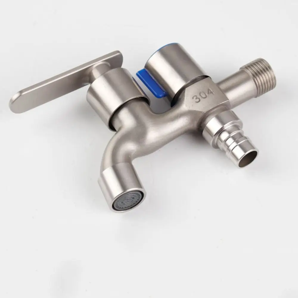 حنفية بمنفذ مياه مزدوج من الفولاذ المقاوم للصدأ ، حنفية حوض ممسحة ، مفتاح مياه ، بيبكوك حديقة خارجي ، 1 في 2