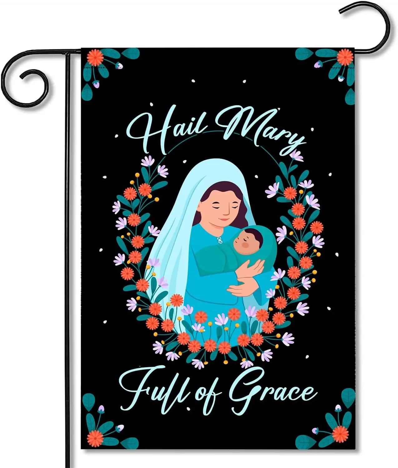 Hail Mary Garden Flag Hail Mary Full Of Grace Garden Flag Catholic Yard Sign Catholic Garden Flag Catholic Home Catholic Outdoor