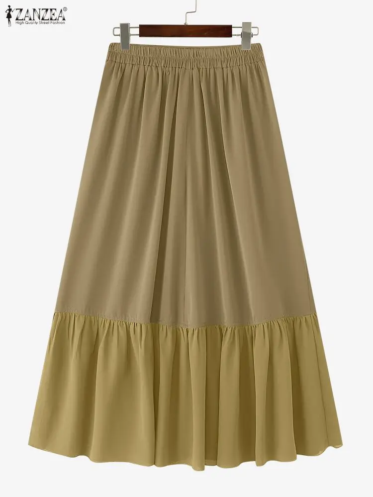 ZANZEA Casual Gonne stile coreano 2025 Moda donna Elastico in vita Overskirts Abbigliamento donna Solido increspato Pantaloni a pieghe