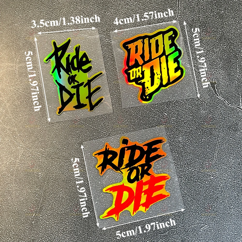 2PCS Gold RIDE OR DIE Motorcycle Stickers for Helmet Bicycle Handlebars Top Tube Frame Universal Waterproof Vinyl Decals