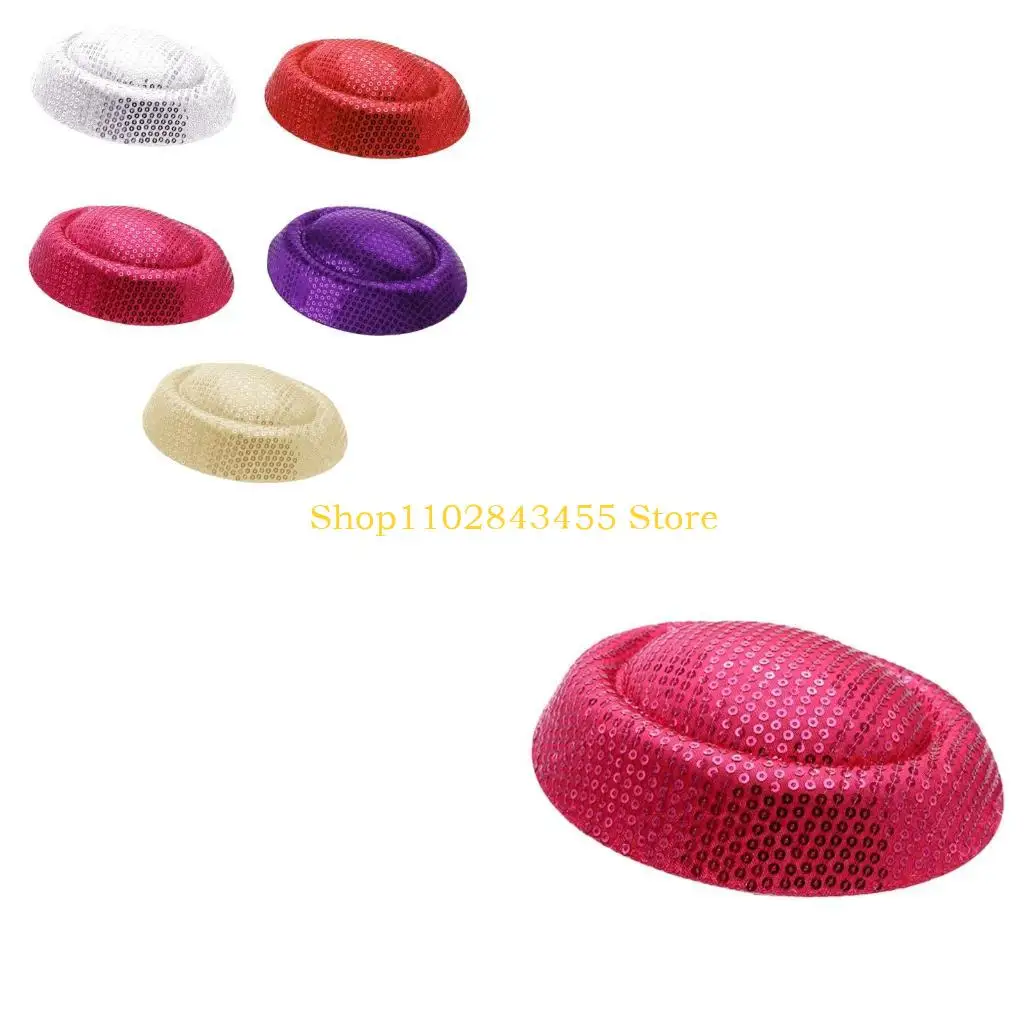 49MC Sequins Fascinator Hat Base Flight Attendant Hat for Women Cocktail Tea Party