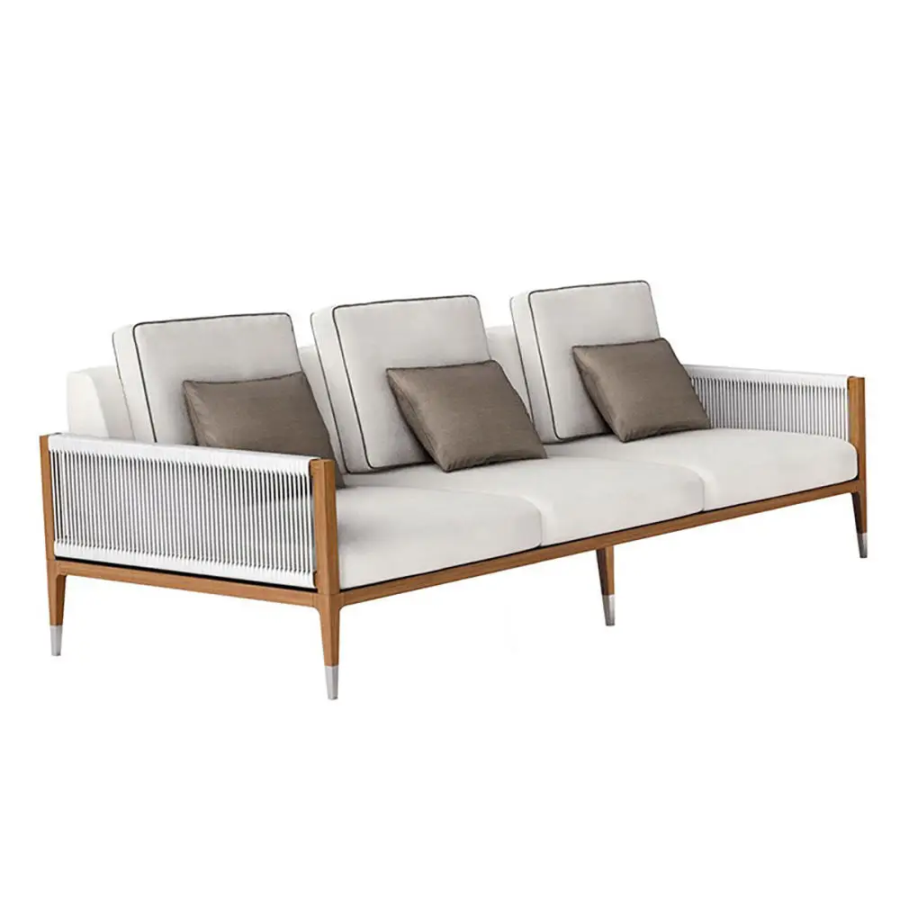 #Contemporary Outdoor Sectional Sofa Set Teak Rattan Eco-Friendly Durable Patio Balcony Dining Living Room Beach Leisure Modern