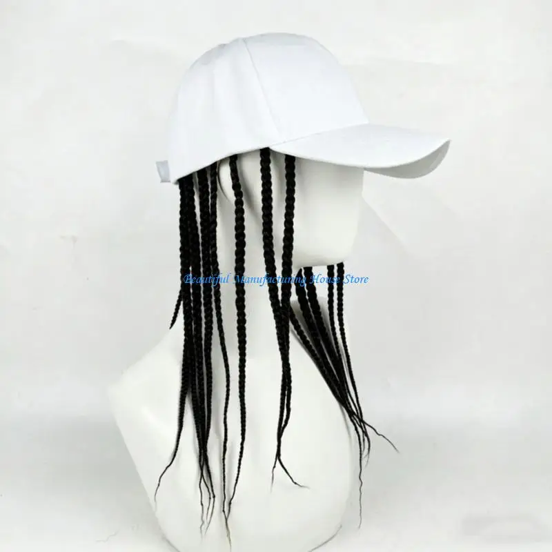 E56A Unique African Braided Hair Baseball Hat With Adjustable Belt Hairpiece Sun Cap For Trendy Appearance Quick Change