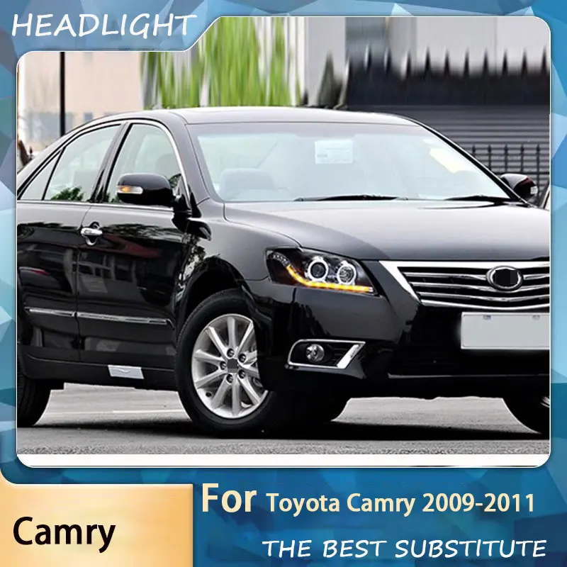 Suitable for Toyota 09 classic Camry 6th generation headlight assembly modified LED angel eye daytime running light lens xenon l