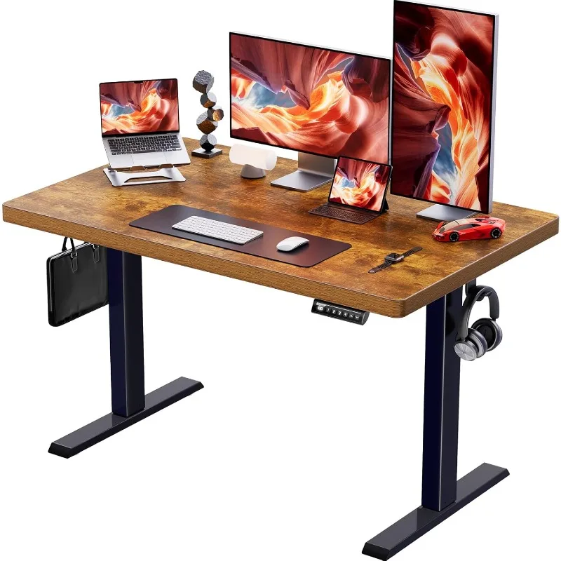 One Piece Standing Desk, 48x30-inch Thick Adjustable Desk with 4 Height Memory Functions, Electric Sit-Stand Desk