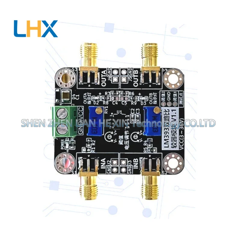 LM393 Signal Waveform Shaper Dual-Channel Comparator Module, Adjustable Threshold, High-Level Output LED Indicator new