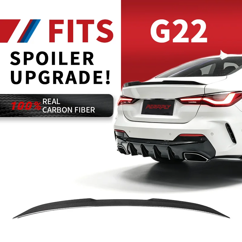 MP‑Style Real Dry Carbon Fiber Rear Trunk Ducktail Spoiler Wing For BMW G22 4 Series 2020+ Car Styling Accessories Upgrade