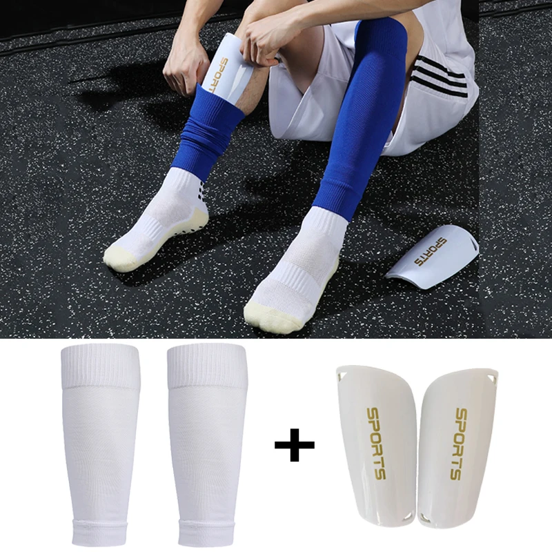 High Elasticity Soccer Shin Guard Calf Sleeves Without Feet Kids Adults Plus Size Football Leg Guards Sports Protective Gear