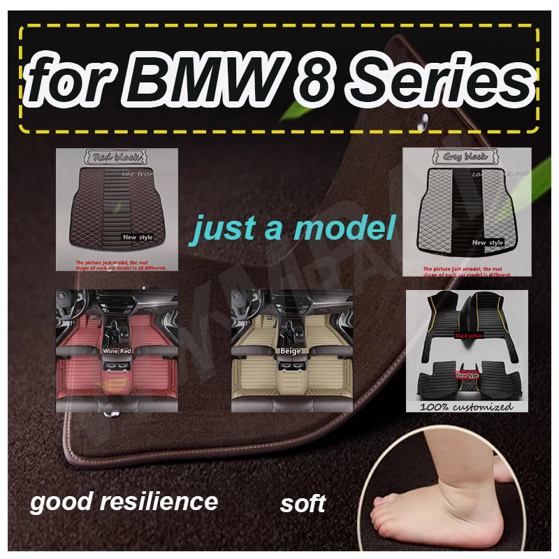 

LUXURY Leather Car Floor Mats For BMW 8 Series Gran Coupe G16 2019 2020 2021 2022 2023 4 Door Waterproof Car Accessories