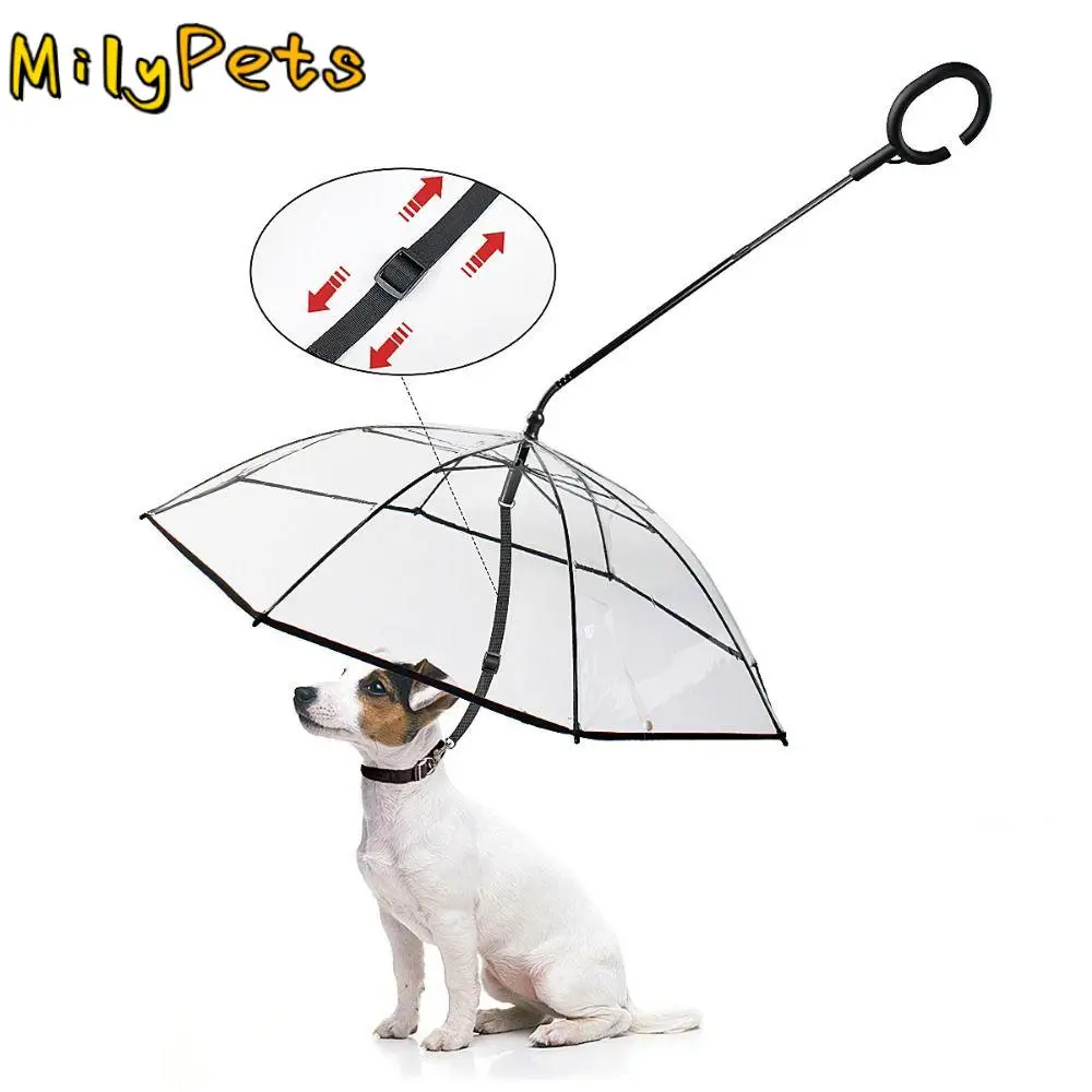 Rainproof Transparent Pet Umbrellas Snowproof Adjustable Pet C-type Umbrella with Dog Leash with Handle Dog Outdoor Umbrella