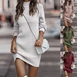 Autumn and winter new Europe and the United States turtleneck sweater women long sleeve sweater dress women