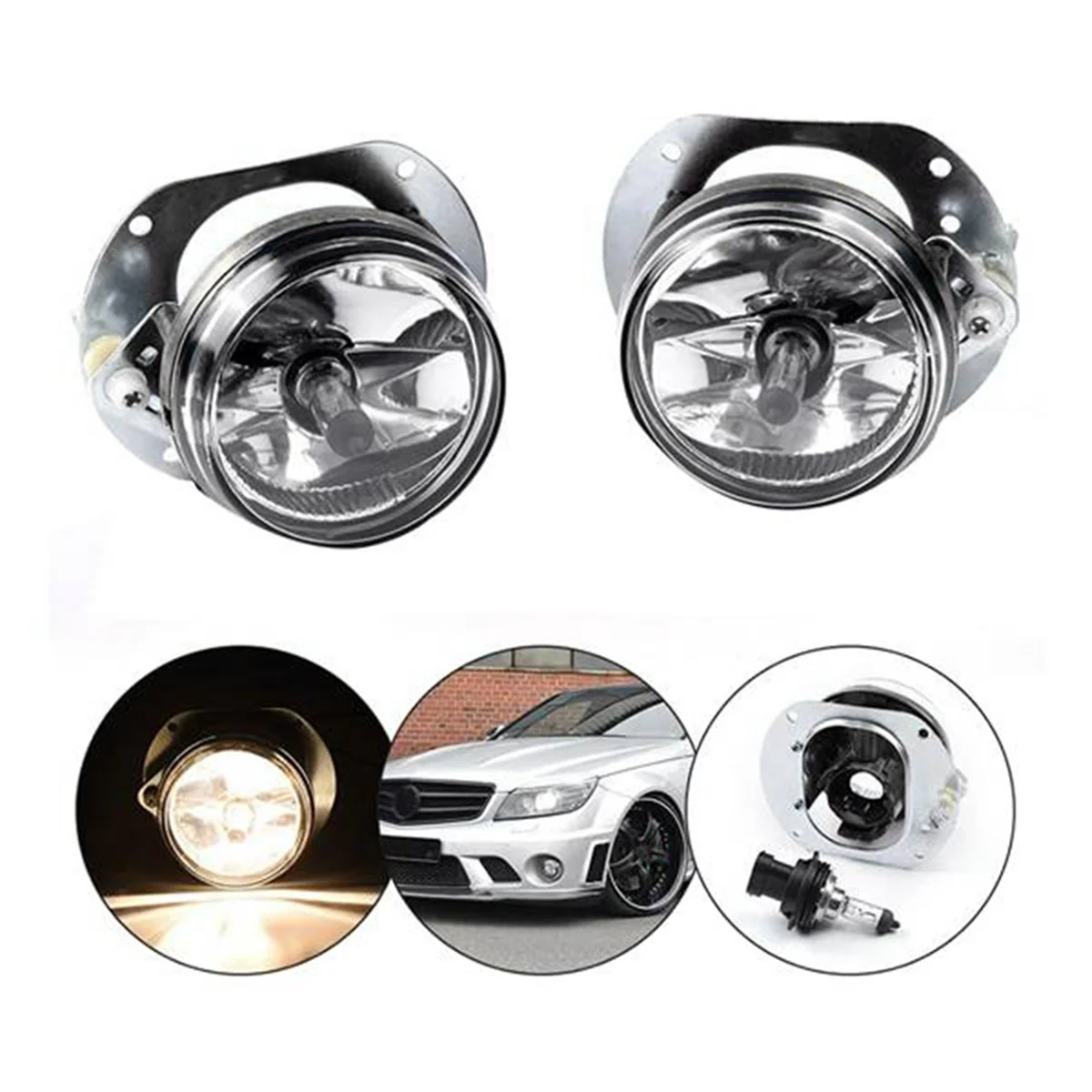 A2048202256 Car Right Front Bumper Fog Lights Driving Lamp Foglight with Bulb for Mercedes-Benz W164 R171 W204 C350