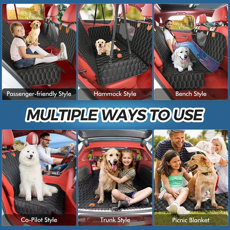 Benepaw 6 in1 Dog Car Seat Cover Waterproof Mesh Visual Window Hammock Durable Nonslip Pet Back Seat Protector For Trucks SUVs