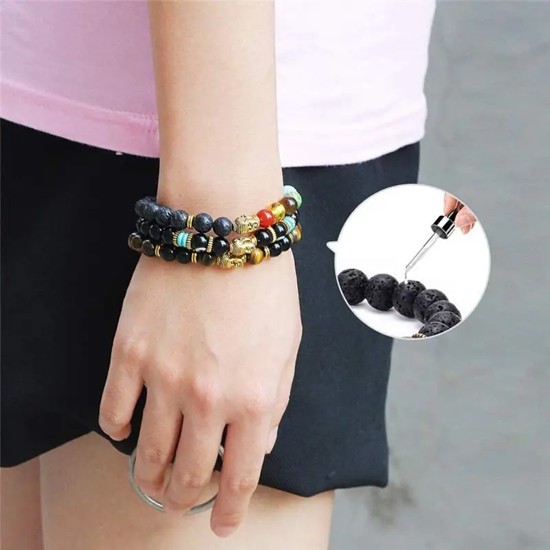 *ABKM Lava Beads Kit Lava Stone Rock Beads Chakra Beads Spacers Beads Essential Oils Bracelet Necklace Jewelry Making
