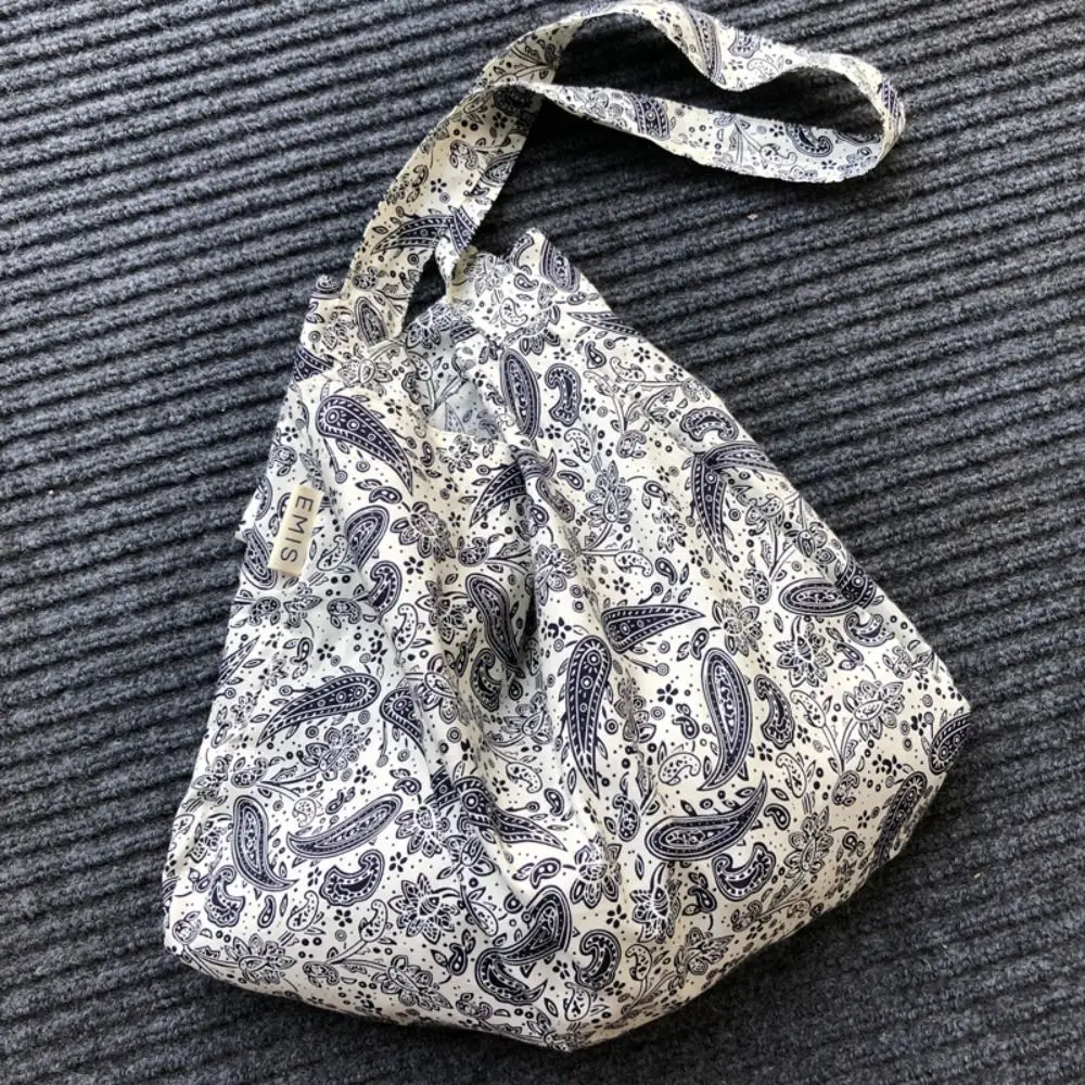 

Cotton Shopping Bag New Reusable Open Pocket Handbags Bandanna Print High-capacity Crossbody Bag Travel
