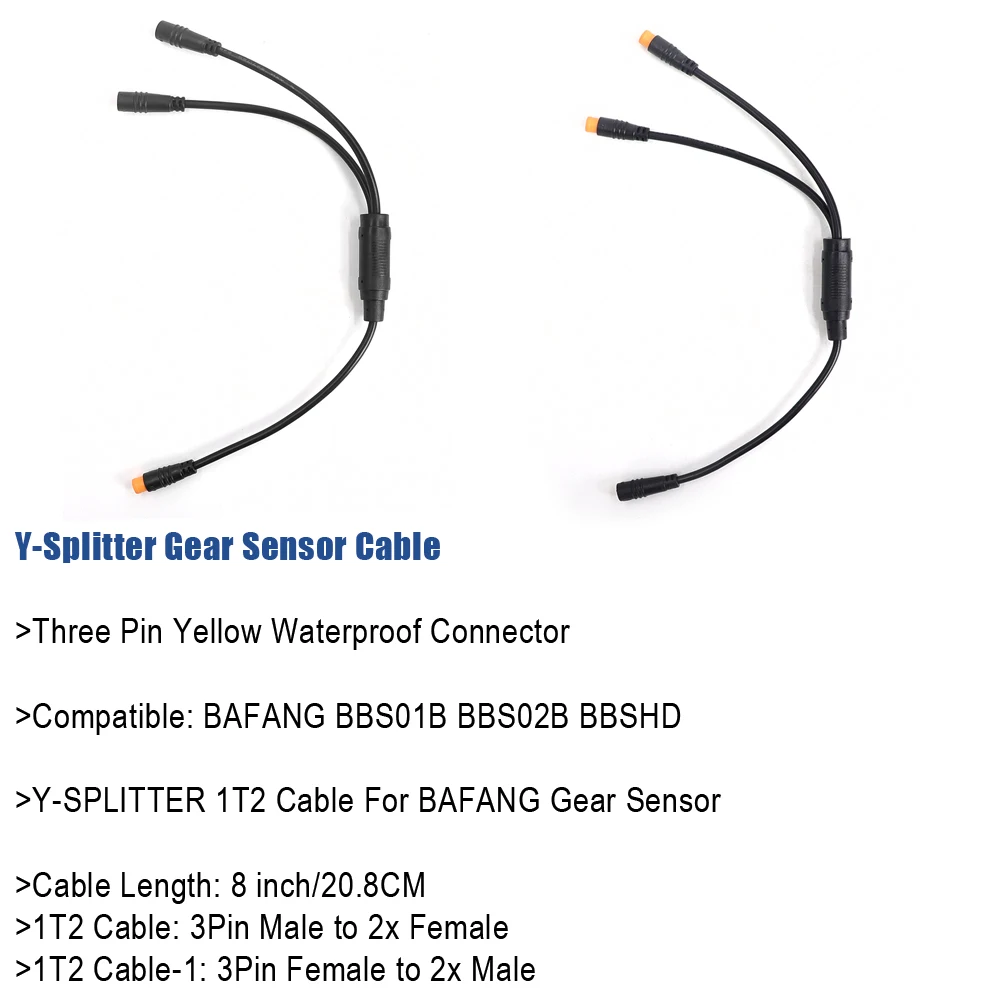 Elektrofahrrad Y-SPLITTER 1T2 Kabel wasserdicht mit 3-poligem Stecker für BAFANG BBS01B BBS02B BBSHD Sensorbremse Elektrofahrrad – Detail 5