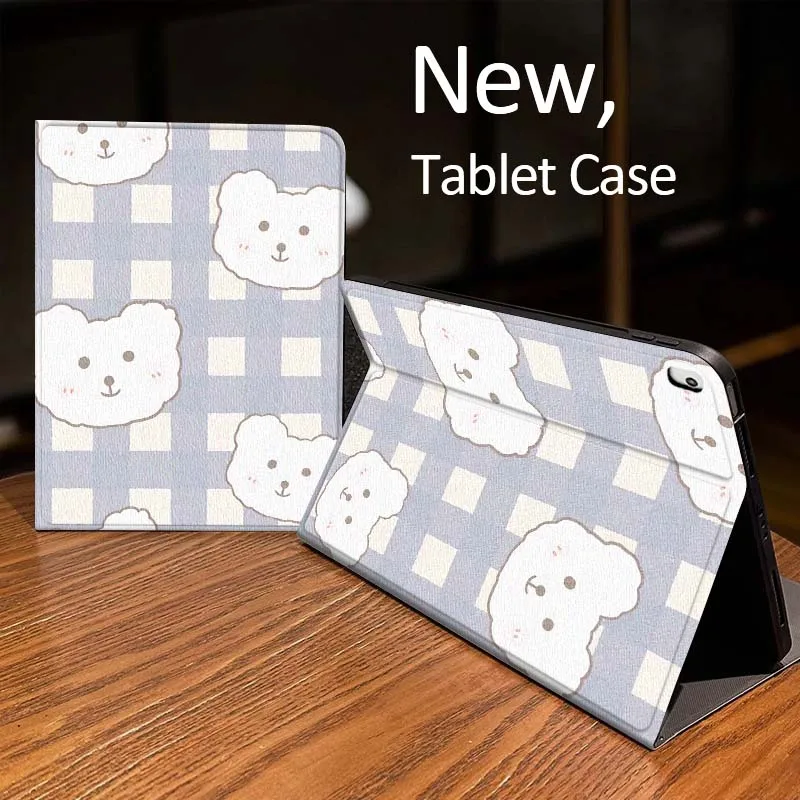 

Чехол с рисунком мультяшного медведя в клетку для iPad Pro mini Air 1 2 3 4 5 6 7 8 9-го поколения, 11-го поколения, M2 M3 M4, 6-го, 7-го, 10-го, 11-го поколений, планшетов 2025 года