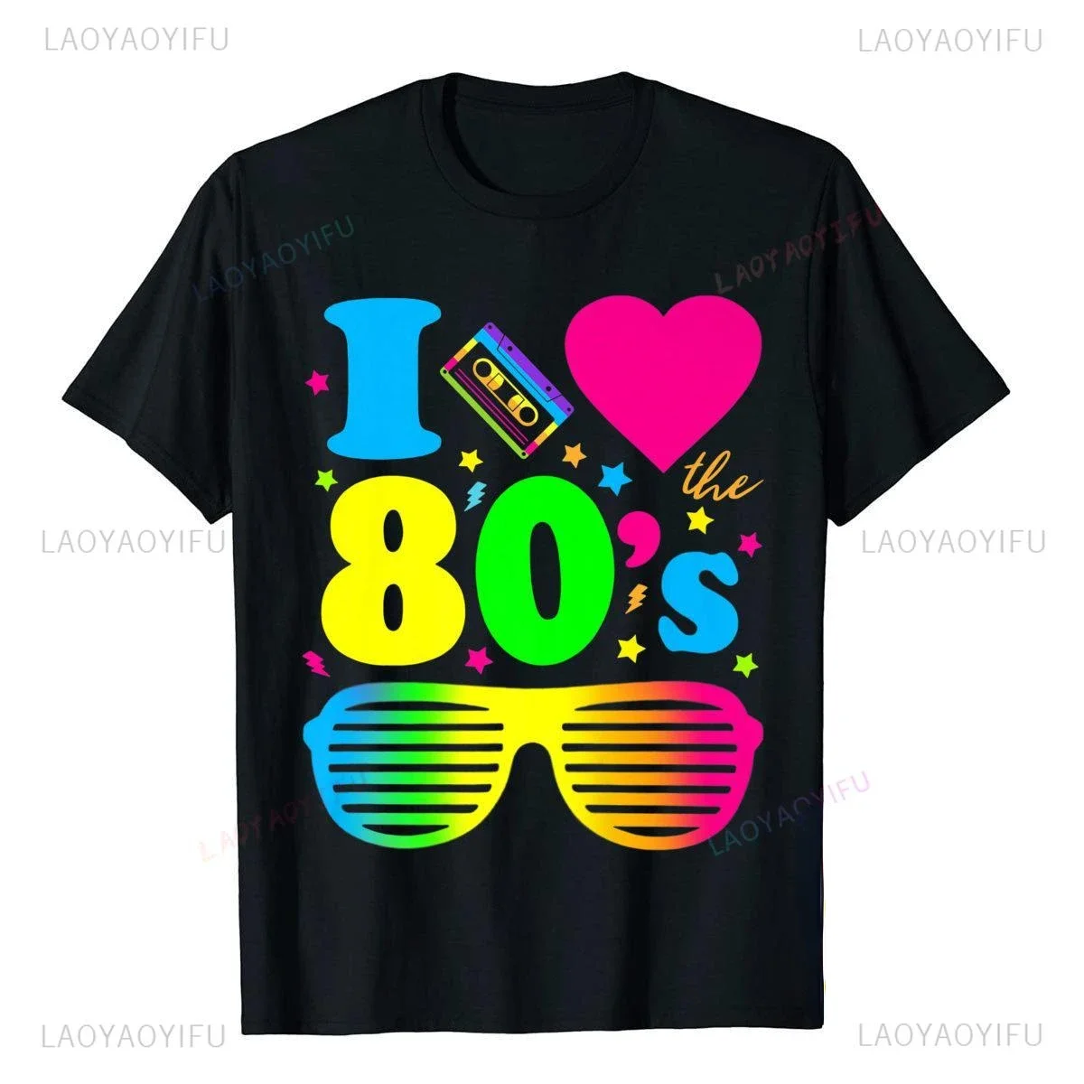 

Мужские рубашки I Love 80's для мужчин, веселая винтажная одежда на день рождения, лучший подарок, повседневные Топы И Футболки