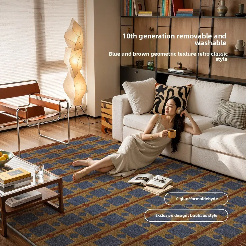 new retro double-layer glue-free bedroom sofa in the living room, non-slip and soundproof floor mat