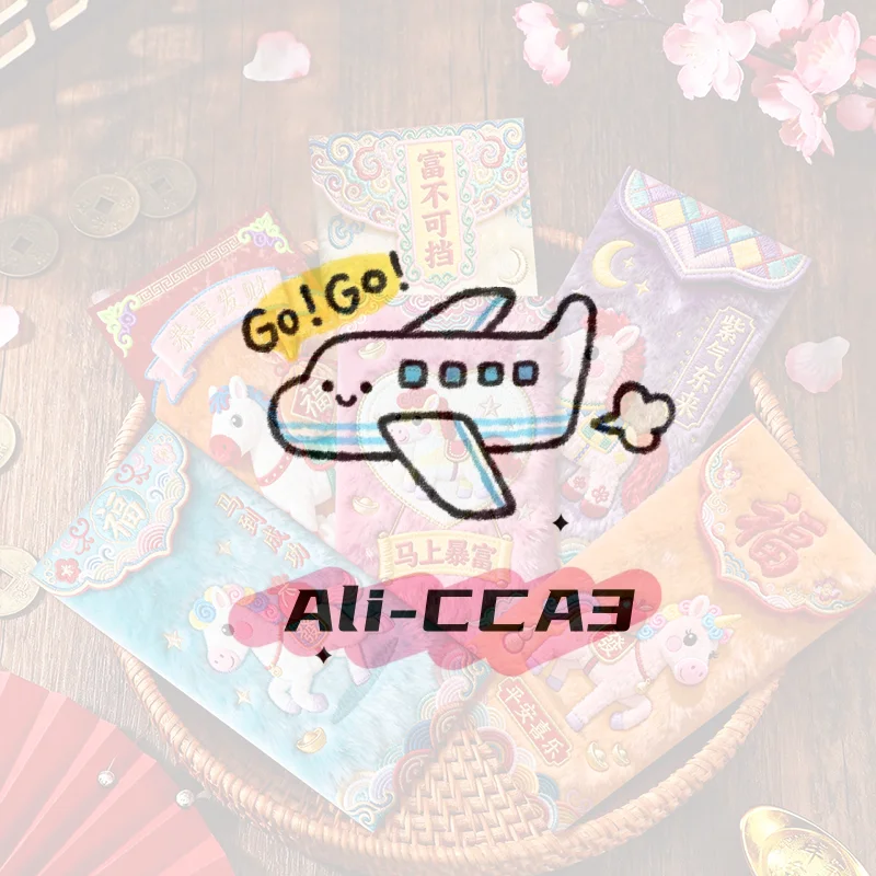 

6Pcs/pack 2026 Year Of The Horse Chinese New Year Lucky Money Envelopes Cartoon Red Packet For Spring Festival