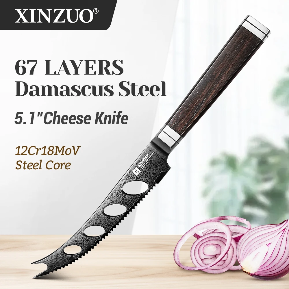 

XINZUO New 5.1 Inches Cheese Knife 67 Layers Damascus Steel Classic Japanese Handle Aesthetic & Functional Kitchen Utensils