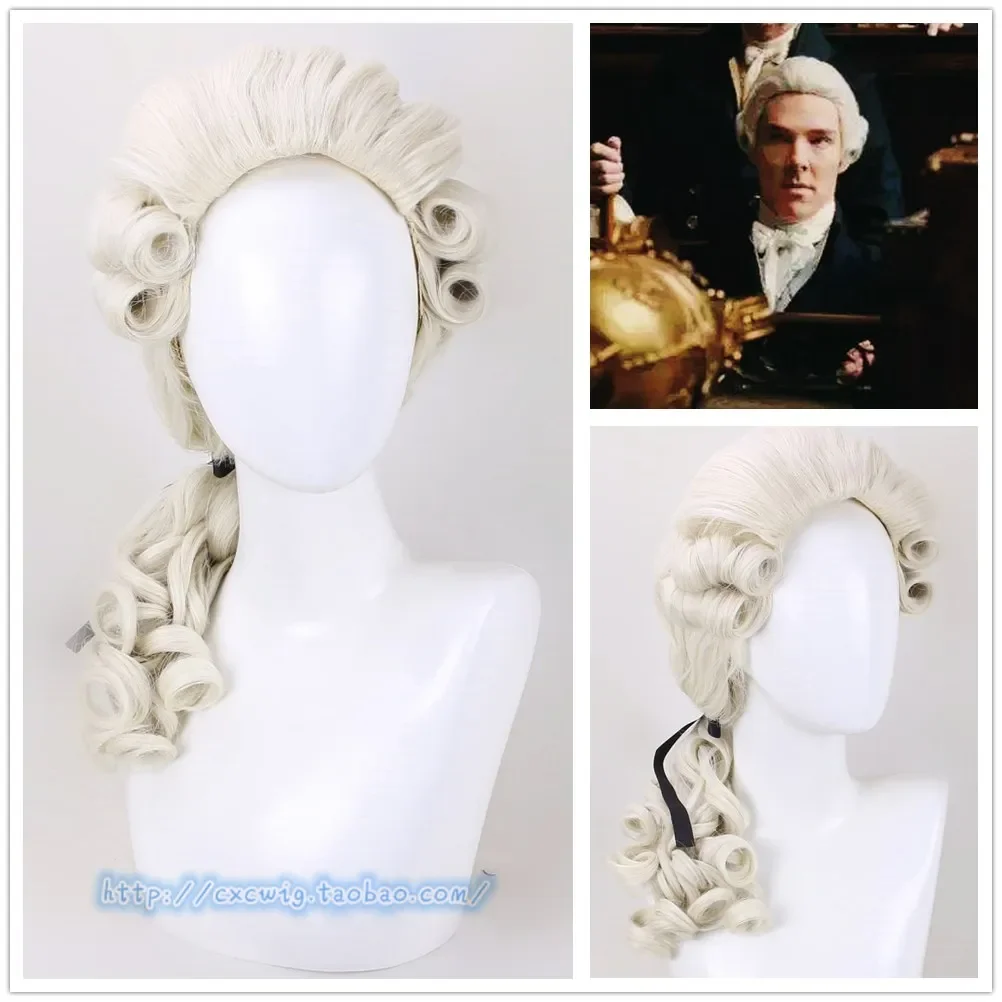 Peluca Beige de Halloween para Juez, peluca de pianista, actuación musical, cabello de estilo barroco, disfraz histórico Colonial, accesorios de Cosplay