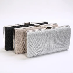 Women's Evening Clutch Bag Sequin Silver Gold Clutch Purse Wedding Party Handbag Luxury Women Bag with Two Chains bolso ZD1531