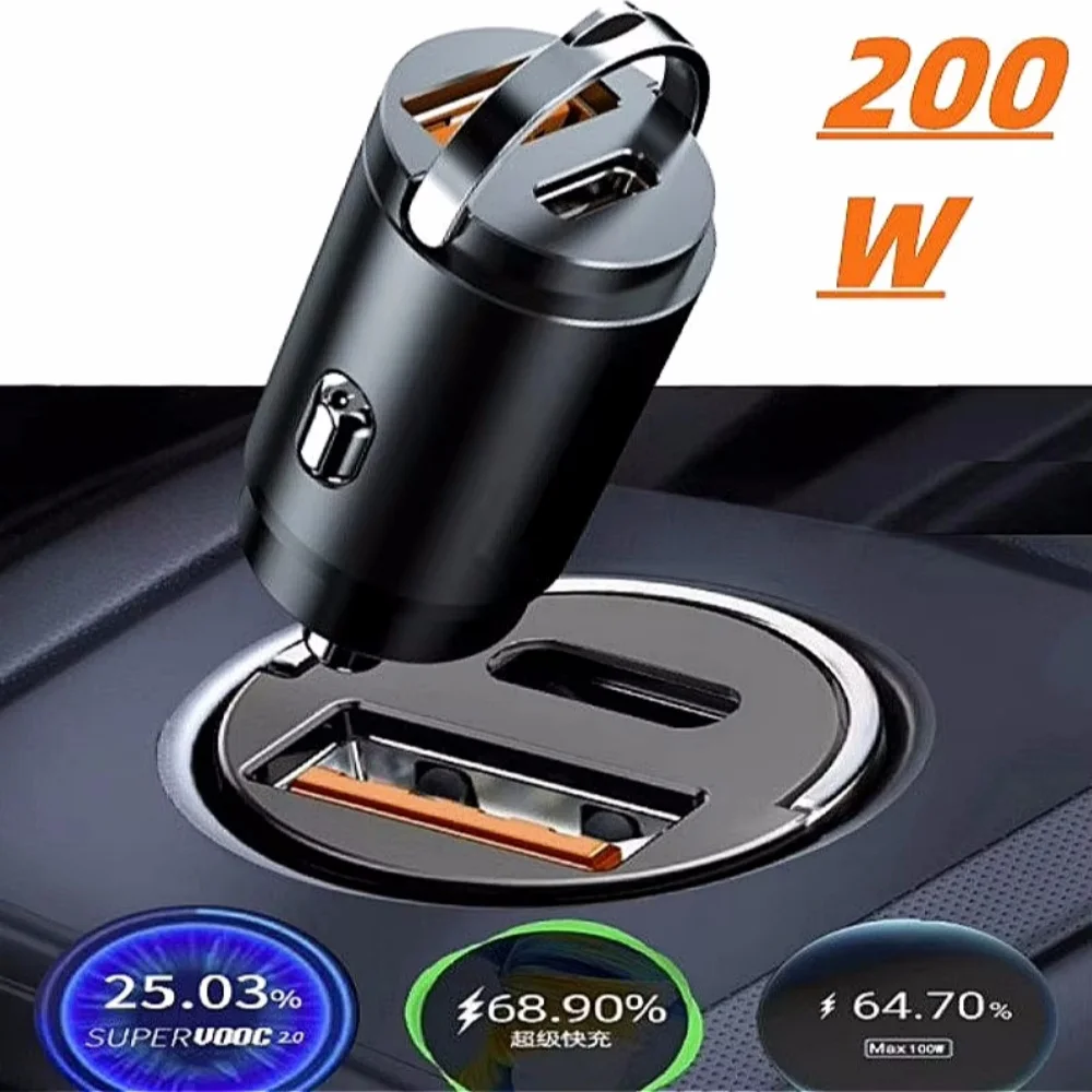 Mini Hidden Usb Fast Charger Car Charger Car Cigarette Lighter Qc3.0 Qc Pd 3.1A Pd Type C Universal Iphone and Xiaomi Phone