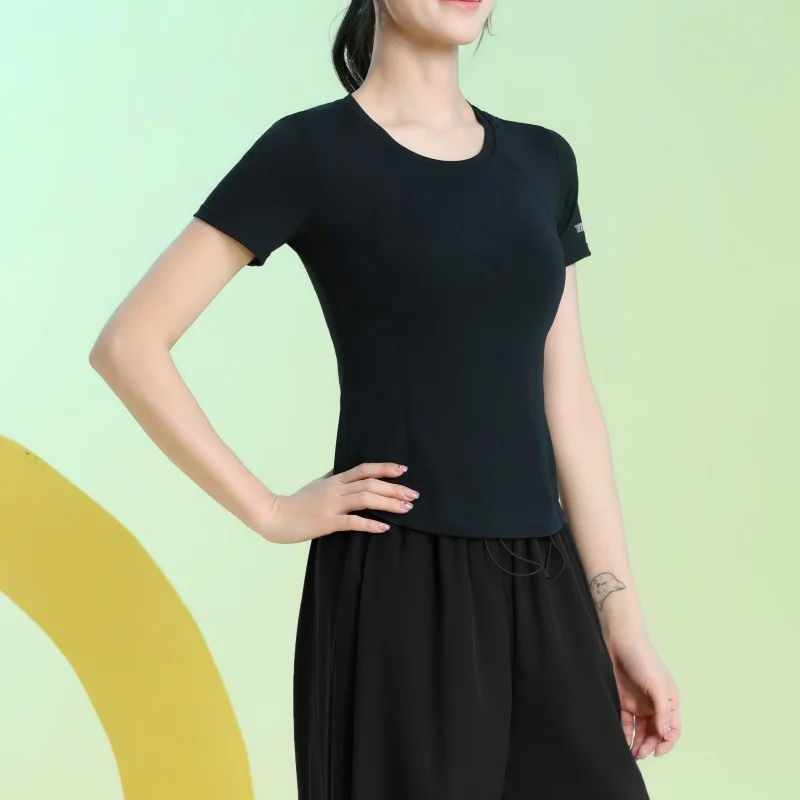 PHIGEER Running T-Shirt Women Summer Lightweight Slim Fit Yoga Tops With Pocket Breathable Quick Dry Workout Shirt Gym Clothes