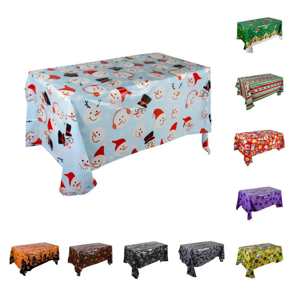 Christmas Halloween Plastic Tablecloth Rectangle Table Cloth Overlays Banquet Decor Home Dining Table Cover Tablecover 220x130cm